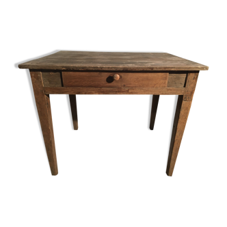 Oak/poplar side table with drawer