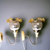 Pair of 1980s glass tulip wall lamps from USSR