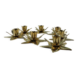Ensemble de 7 bougeoirs en forme de fleur en laiton lourd brillant, 1970-1980