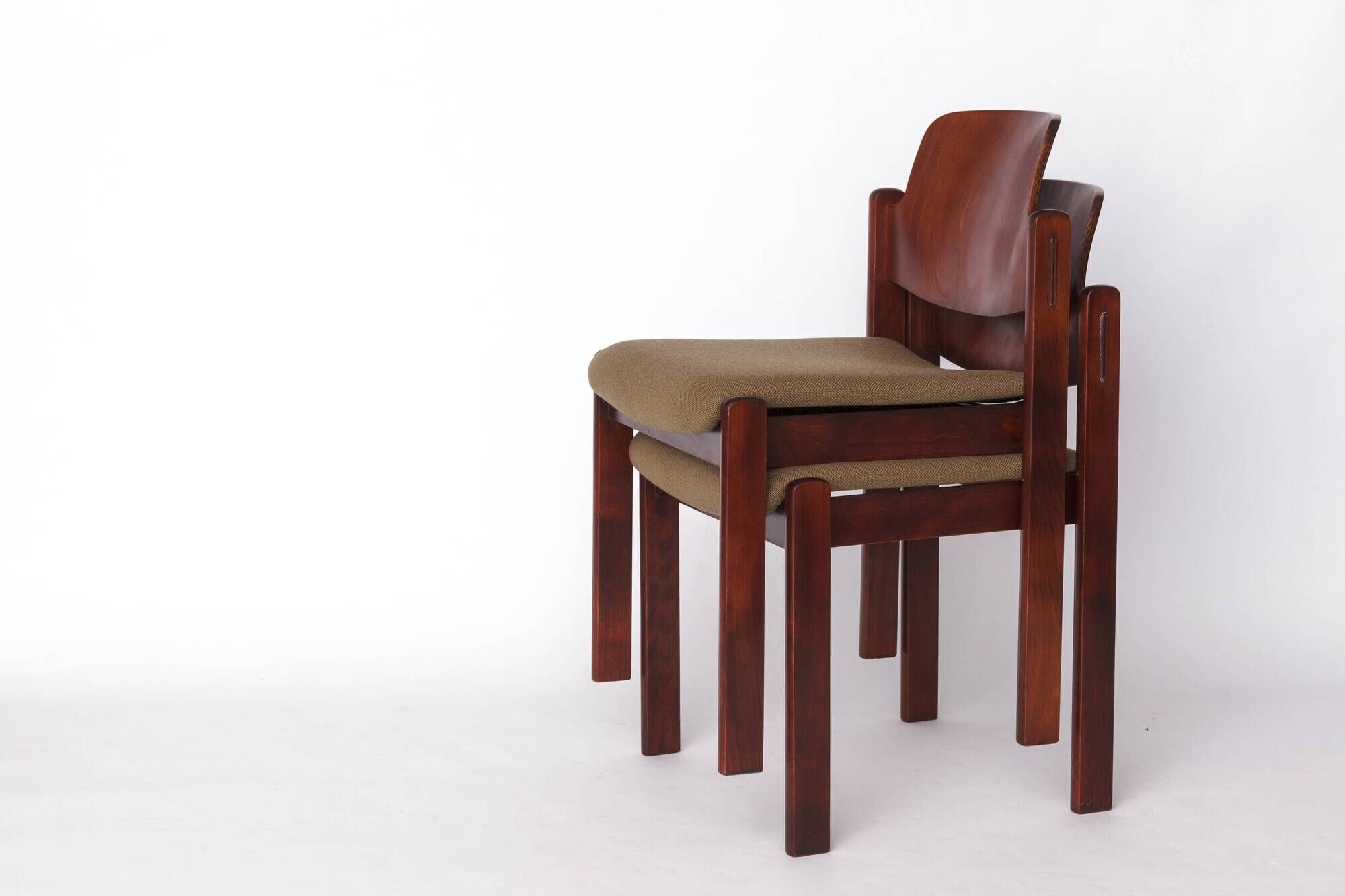 1 of 9 Vintage Lübke Stacking Chair, 1970s German Design, Dark Beech Wood