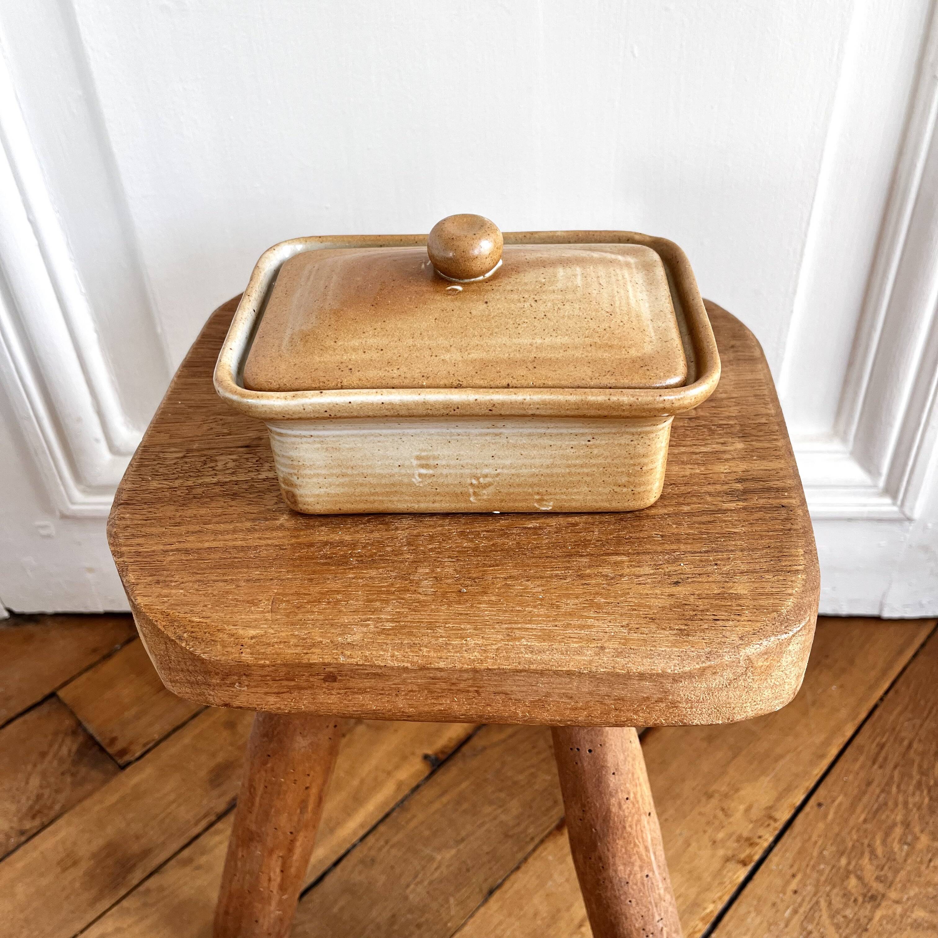 Vintage stoneware terrine butter dish