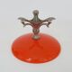 Centerpiece, Art Nouveau orange opaline fruit bowl and spelter foot