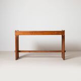 Unique brutalist dining table from former Czechoslovakia, 1970s pine wood 1