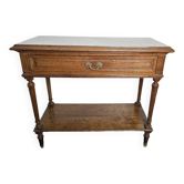 Oak bathroom cabinet with 1 drawer and marble top