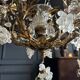 Lustre cage en bronze et métal doré, années 70