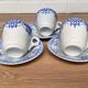 Set of 3 tea cups and their earthenware cups