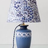 Dutch blue and white ceramic table lamp, 1977, with a new Liberty London shade.