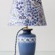 Dutch blue and white ceramic table lamp, 1977, with a new Liberty London shade.