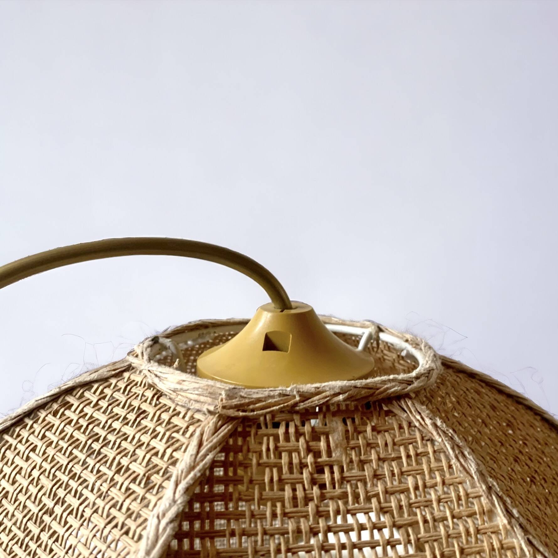 Suspension vintage en corde tressée - abat-jour en forme de fleur