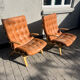Rare 1970s Danish Modern 'Miljø' Easy Chairs in Cognac Aniline Leather