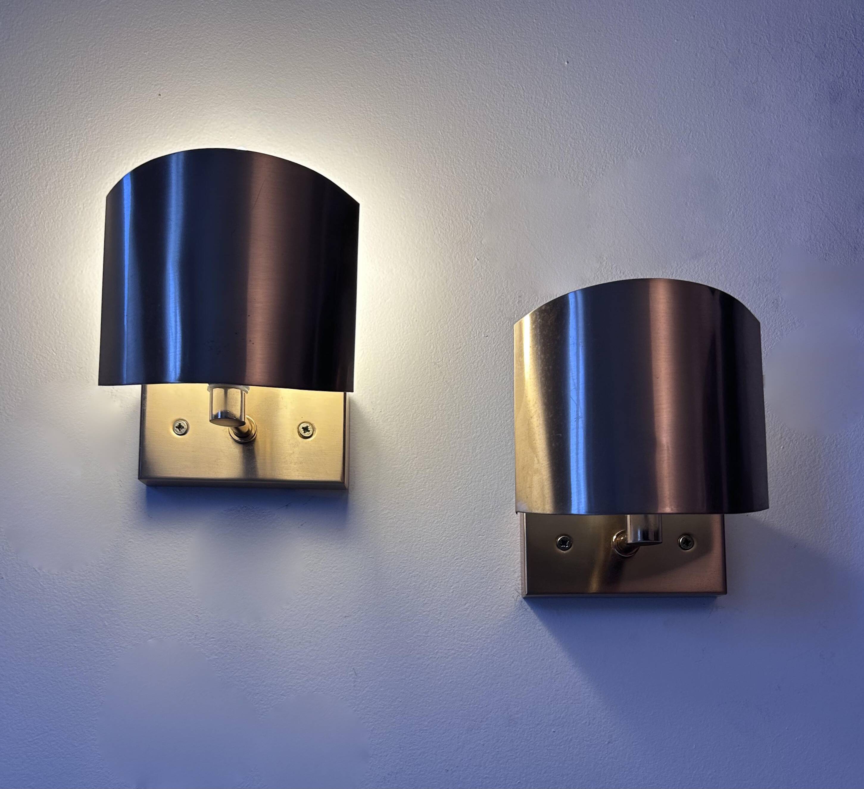 Pair of vintage adjustable wall lights, brass, SCE France 1970