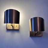 Pair of vintage adjustable wall lights, brass, SCE France 1970