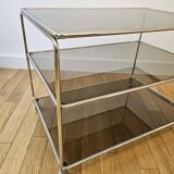 Small rolling trolley in chromed metal