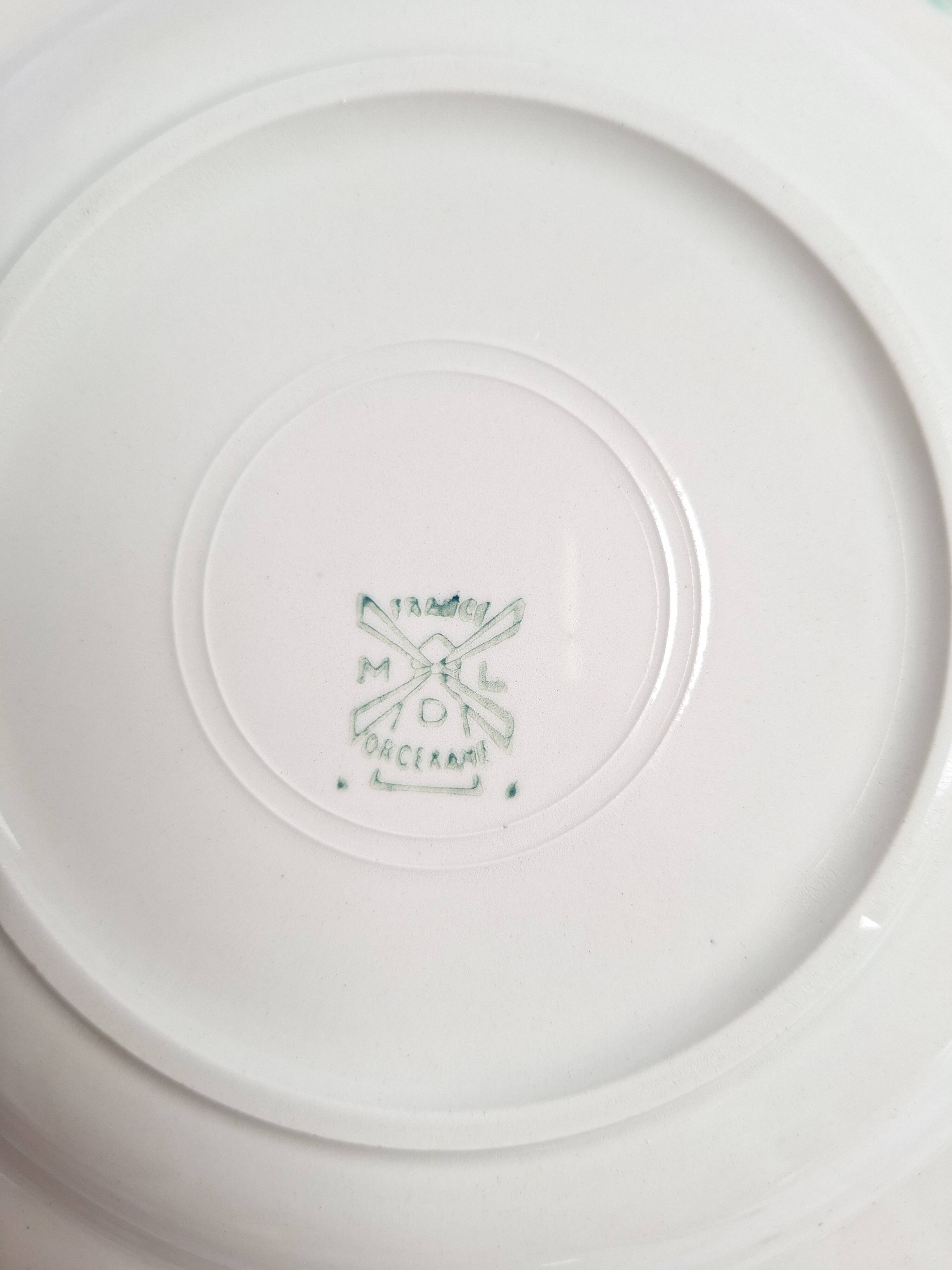 Vintage yellow soup plates from Moulin des Loups, Gien, Sarreguemines