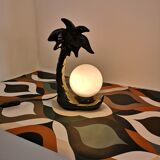 Lamp black palm in ceramic and opaline year 70