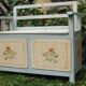 Hungarian storage bench painted grey in pine — Art Deco 1930, integrated chest