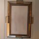 Brass and rectangular glass chandelier, 1940s vintage.