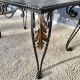 Arletty coffee table in wrought iron and sea green marble.