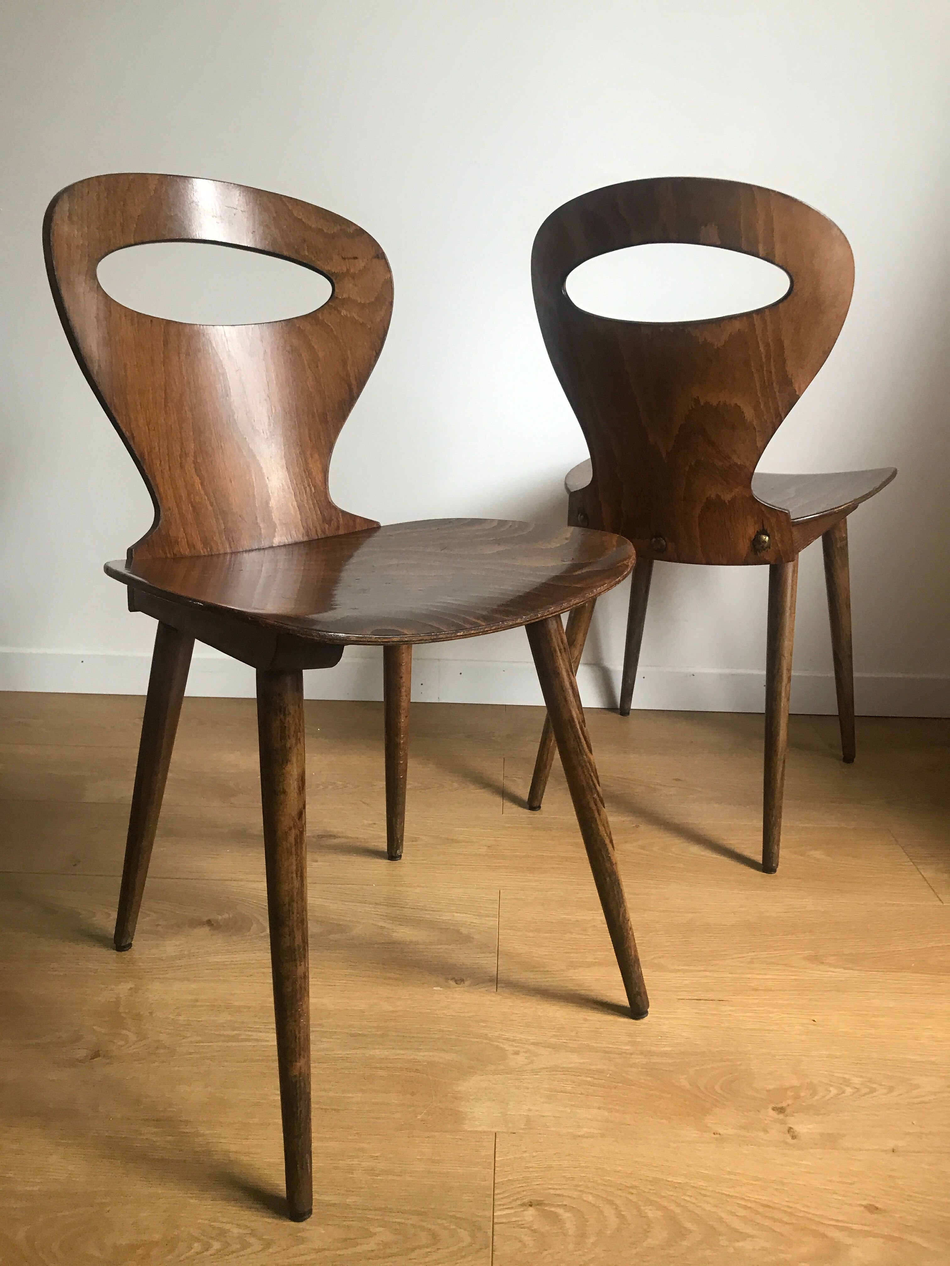 Pair of bistro chairs "rustic" model of baumann called "ant"