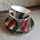 Cups and saucers polychrome Sarreguemines decoration Feria, vintage 30s-50s