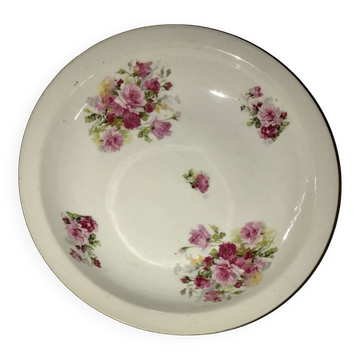 Hollow dish in fired porcelain with floral motifs