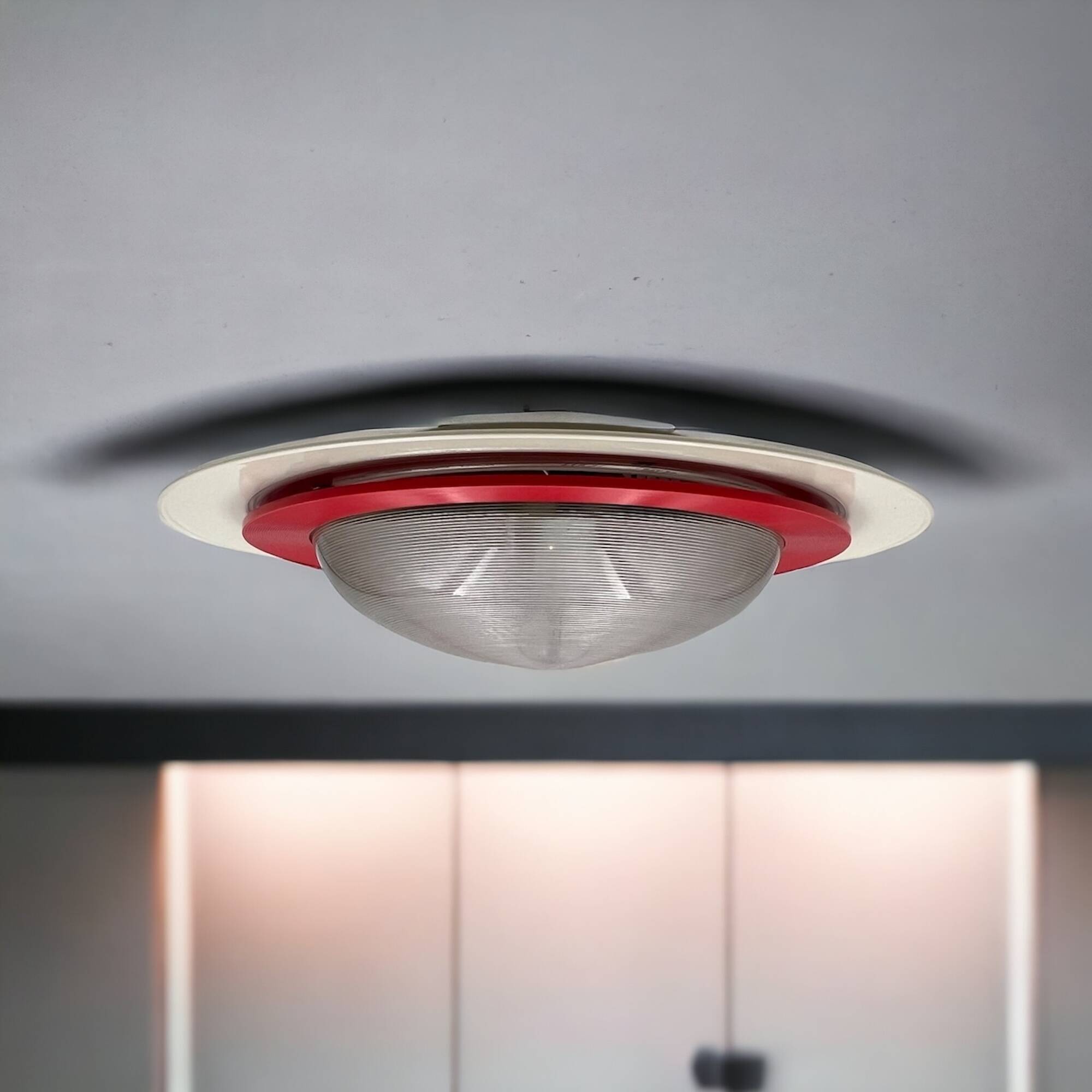 Luci Milano 'Sat 50' Flush Mount Lamp - Futuristic Design New Old Stock 80s