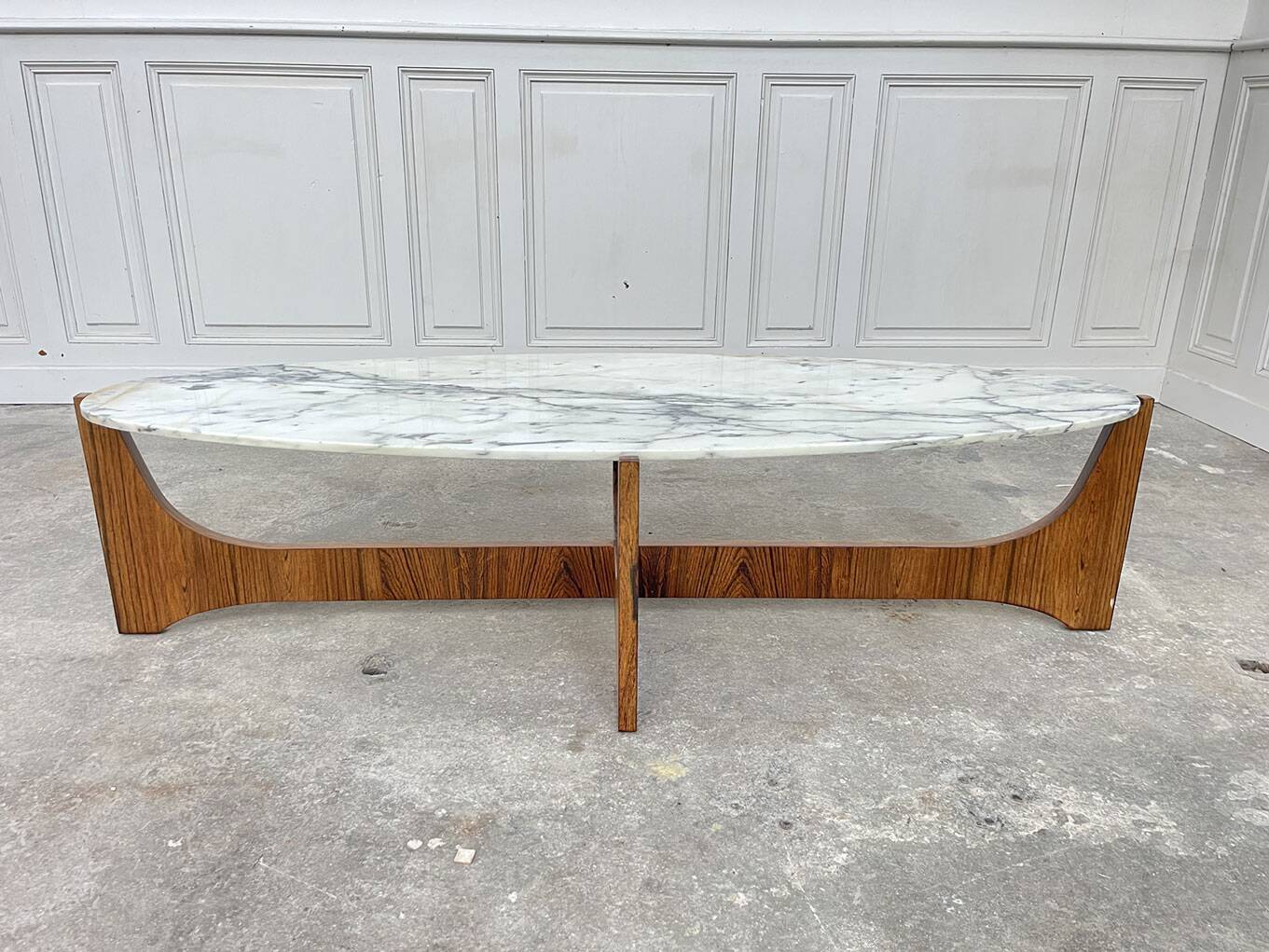 Hugues Poignant marble and rosewood coffee table