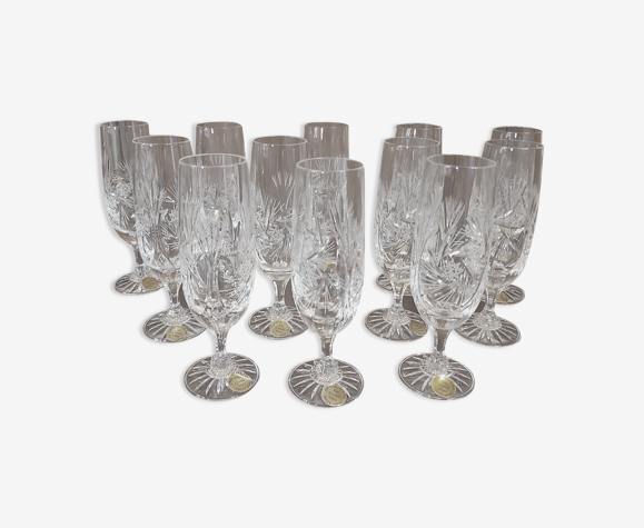 12 flûtes à Champagne cristal Les Grands
