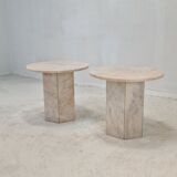 Set de 2 tables d’appoint en marbre italien, années 1980