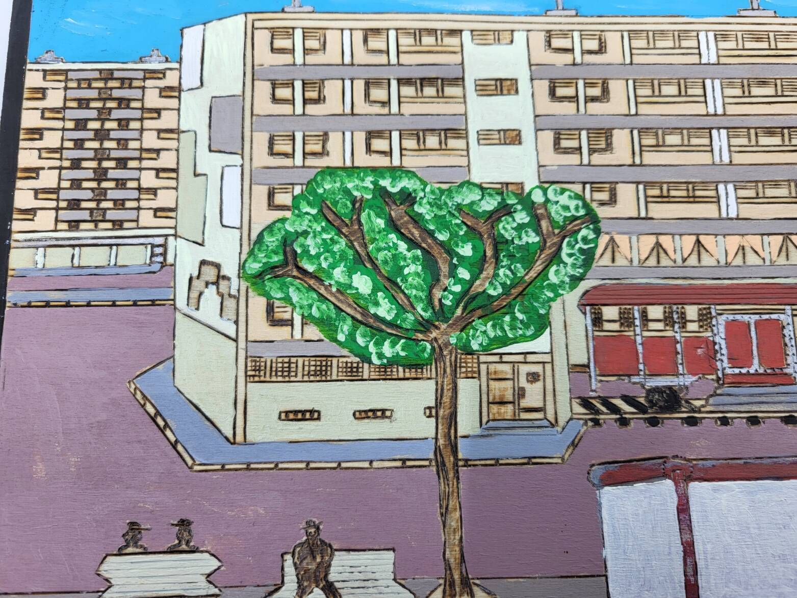 Naive Art painting painting on wood