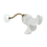 Vintage wall lamp, glass tulip lampshade, brass gooseneck support and blah porcelain