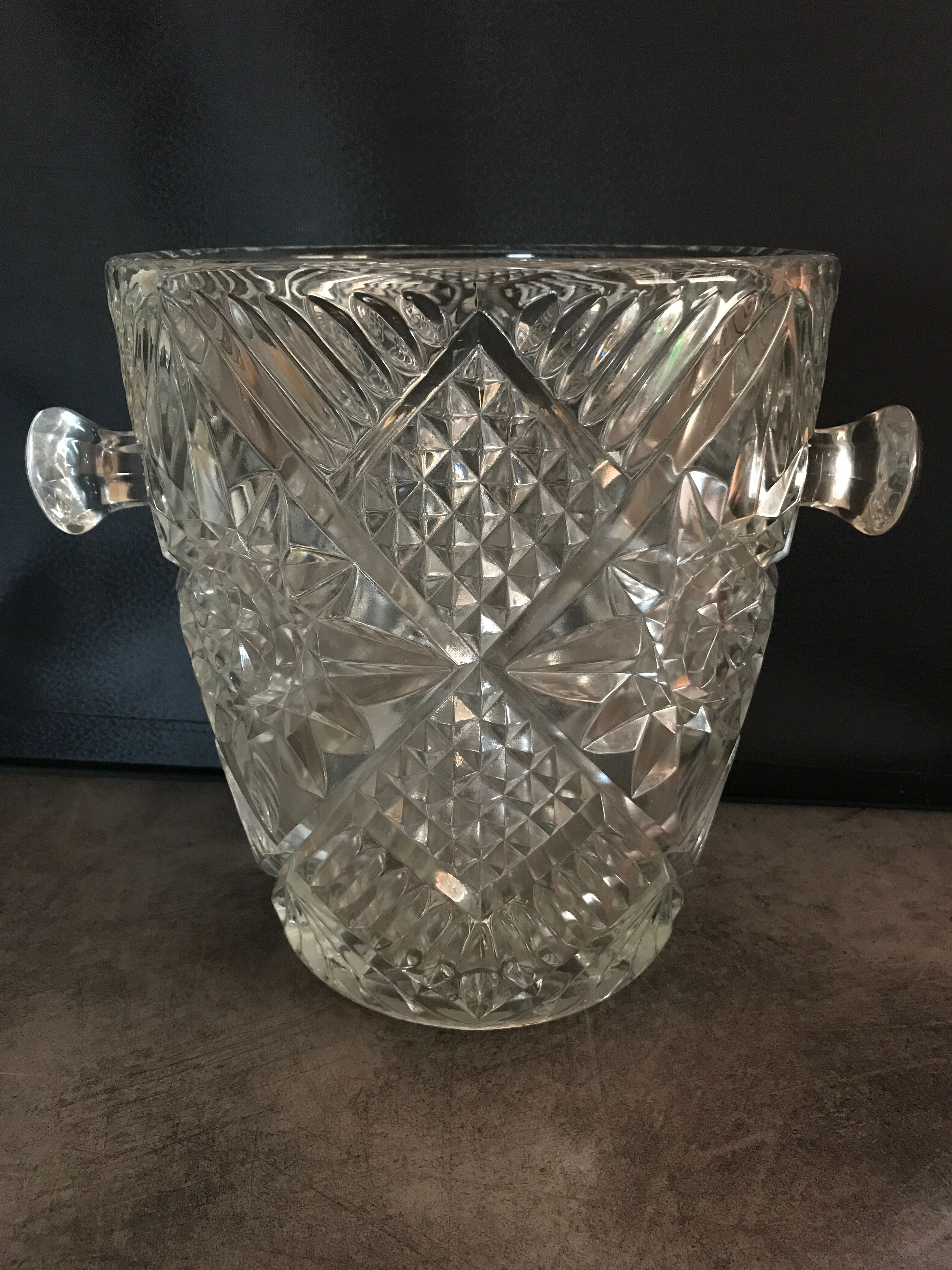 Champagne bucket in glass or crystal called bohemian