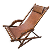 Chaise longue à bascule en cuir  année 1960