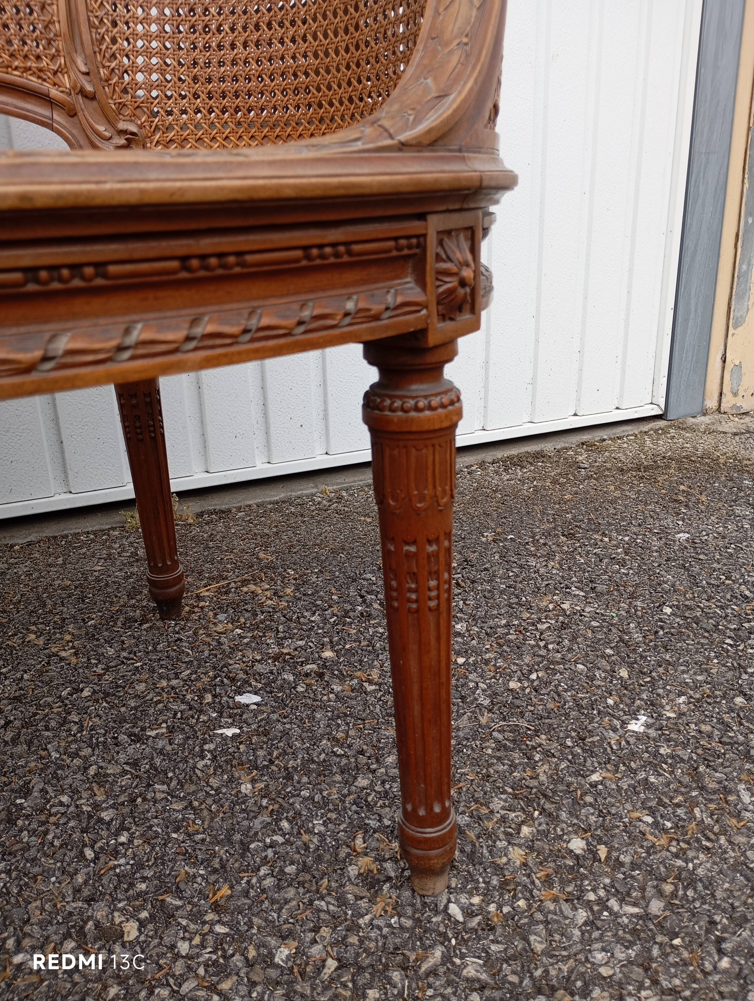 Caned bench in Louis XVI style