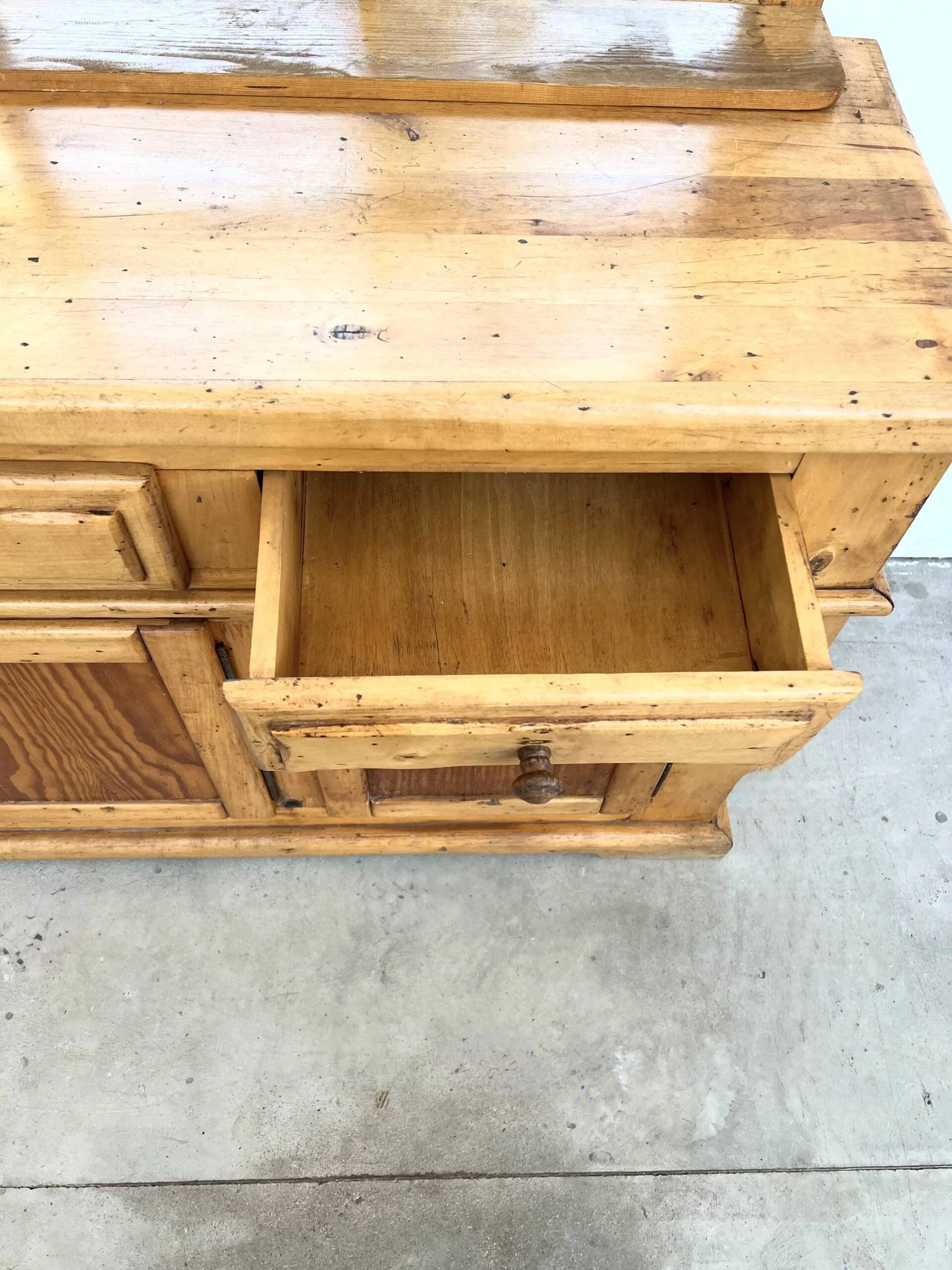 Buffet & Mirror XXL "Workshop Spirit" Set – Patinated Pine