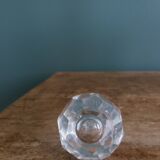 Etched glass whisky bottle decanter with faceted stopper