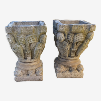 Pair of stone planters, 1930, 60x30cm