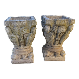 Pair of stone planters, 1930, 60x30cm