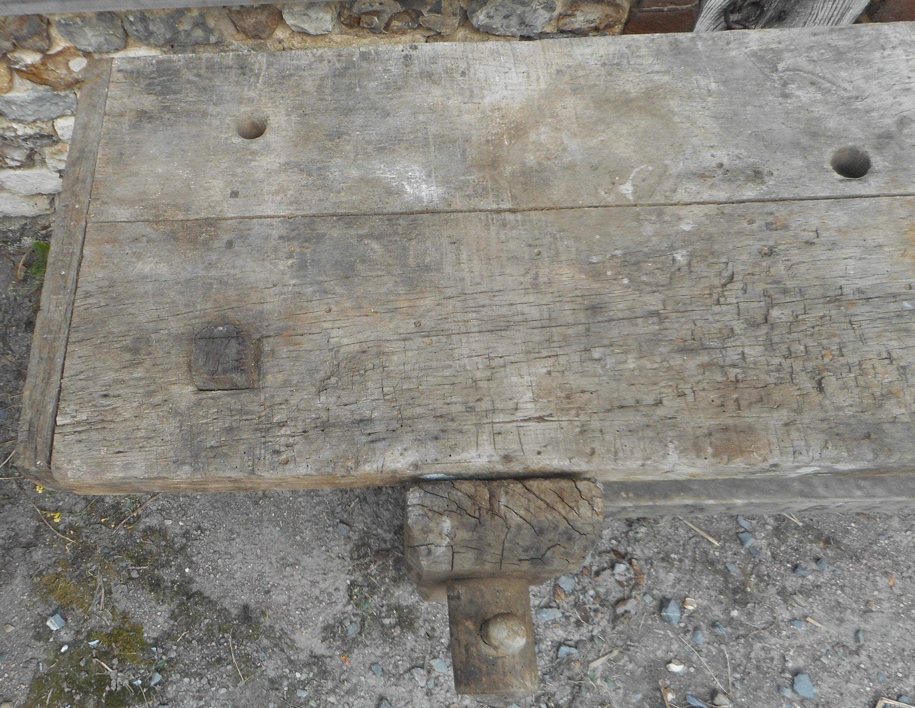 Old oak carpenter's workbench