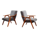Pair of armchairs czechoslovakian midcentury renovated gray velvet