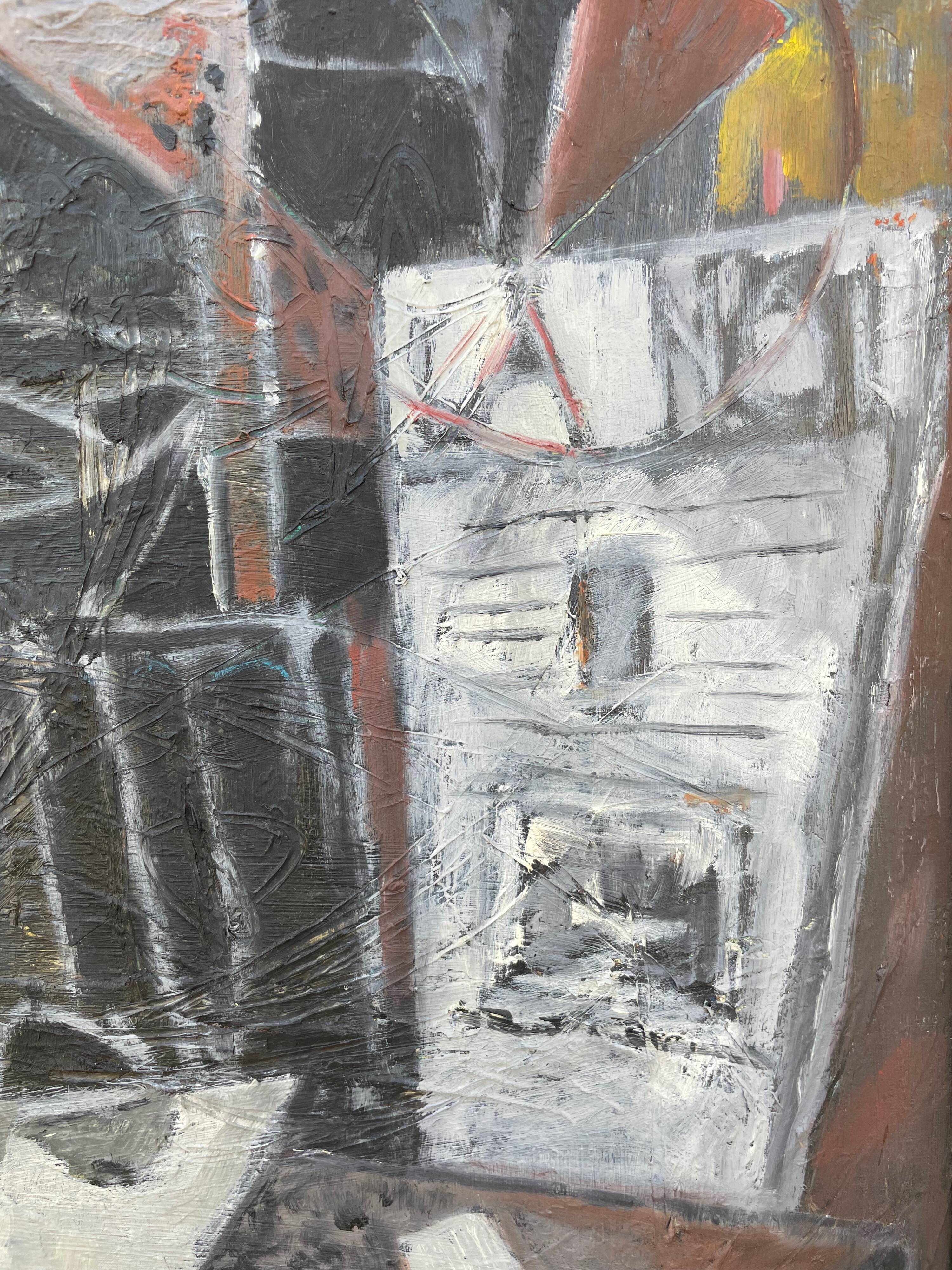 Painting modern still life painting with cubist bottle XXth