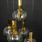 Grand cascading chandelier design with smoked glass by Cosack, Germany, 1970s.