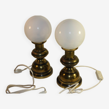 Pair of metal bedside lamps