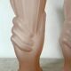 Pair of pink frosted glass torch vases, handmade, art deco