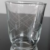 Set of 6 water glasses engraved 50s