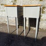 Pair of patinated bedside tables in Louis XVI style