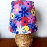 Pair of custom-made wicker lamps and shades from the 1970s