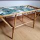 Vintage bamboo/rotin jungle style coffee table with built-in magazine holder