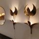Paire d'appliques fleurs en laiton