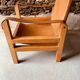Safari armchair in wood and leather -1950's